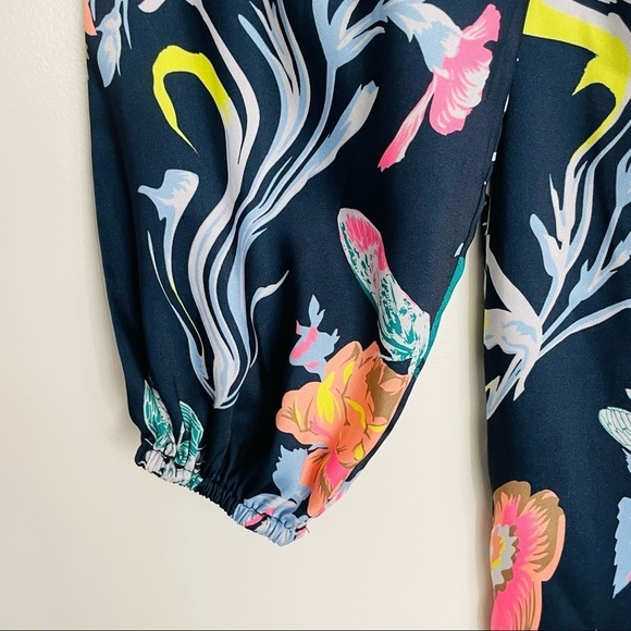 NWOT! Tibi Navy Gothic Floral Shift‎ Dress with Blouson Sleeves Size 2 - Picture 7 of 13